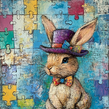 Easter Sign, Bunny in Hat,, DCO-12692, Sign For Wreath, 10x10